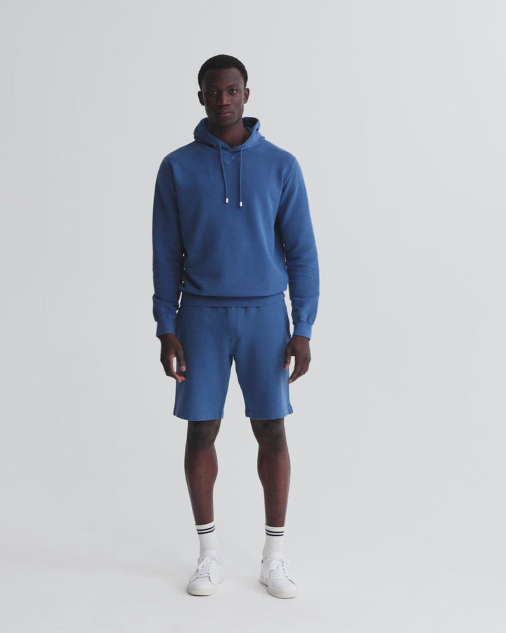 Cotton Drop Shoulder Hoodie Denim Colour Model Video
